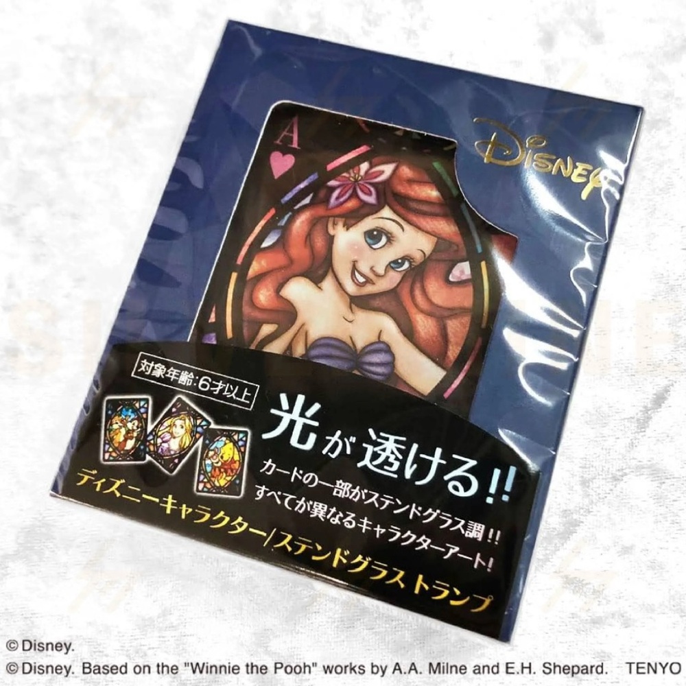 BNIB Japan Disney Characters Stained Glass Plastic Playing Cards Art 54 Cards
